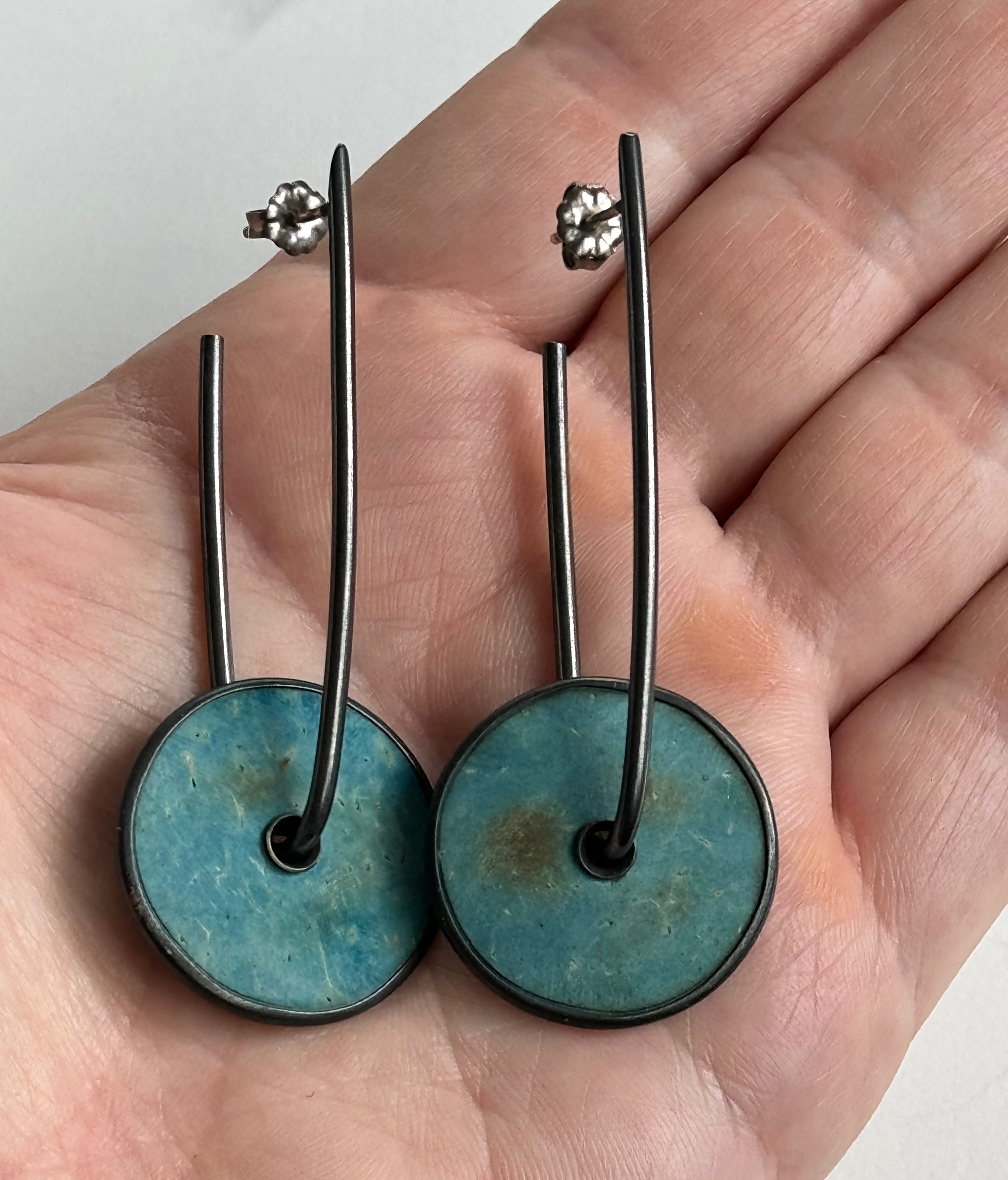 Large Coconut Shell Disc Earrings