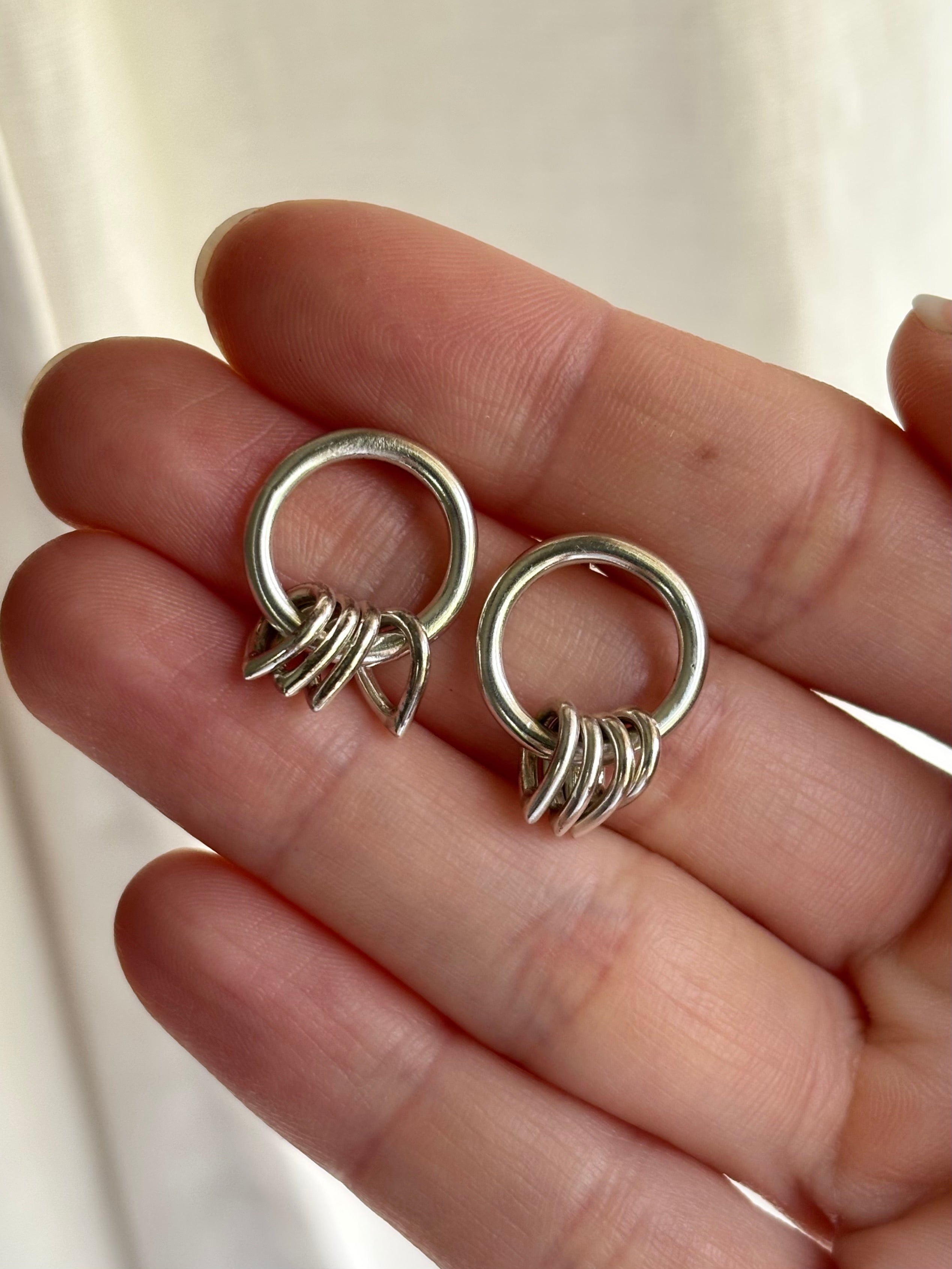 Raindrop Hoop Stud Earrings