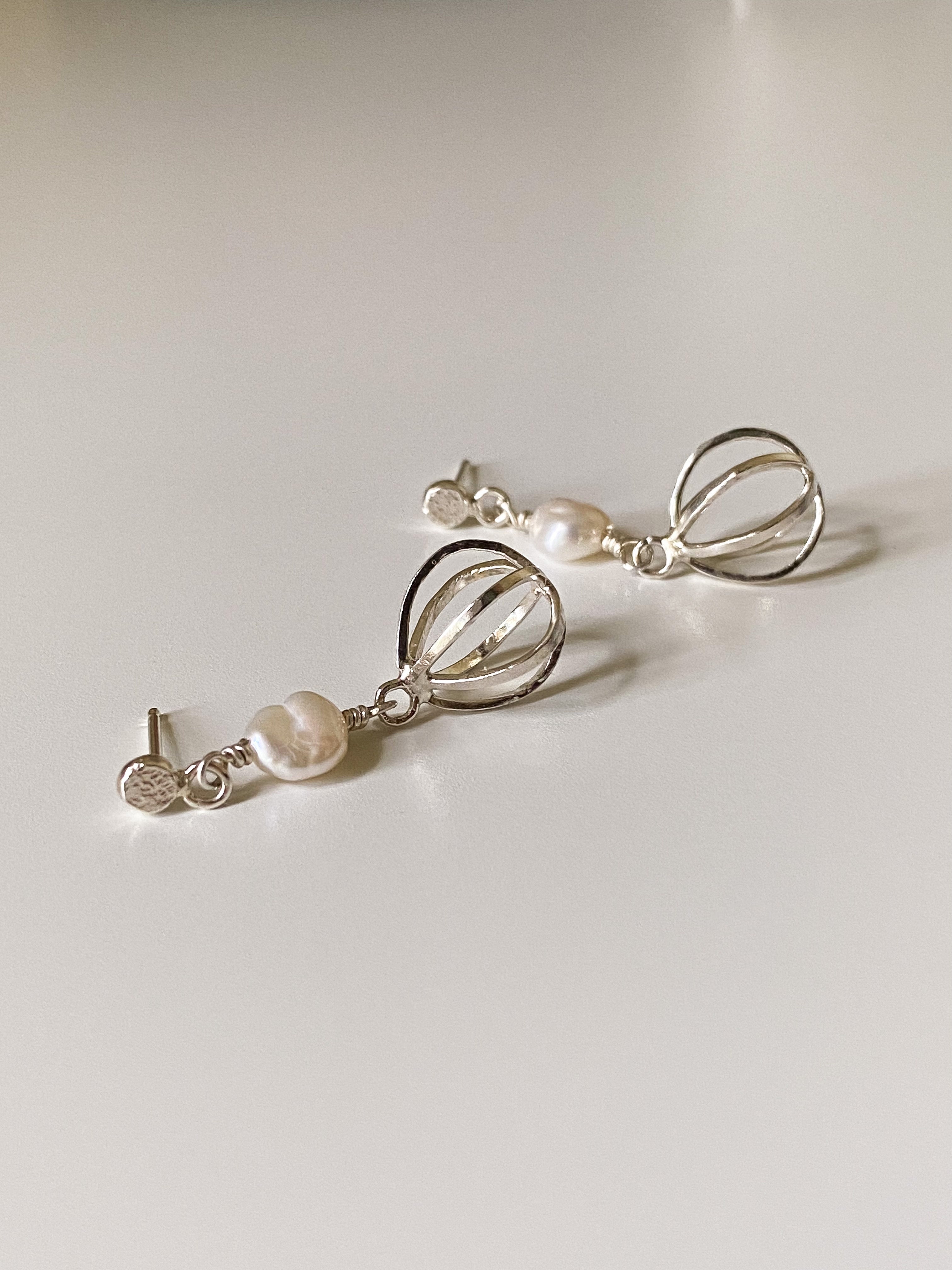 Seedpod Drop Earrings with Pearls