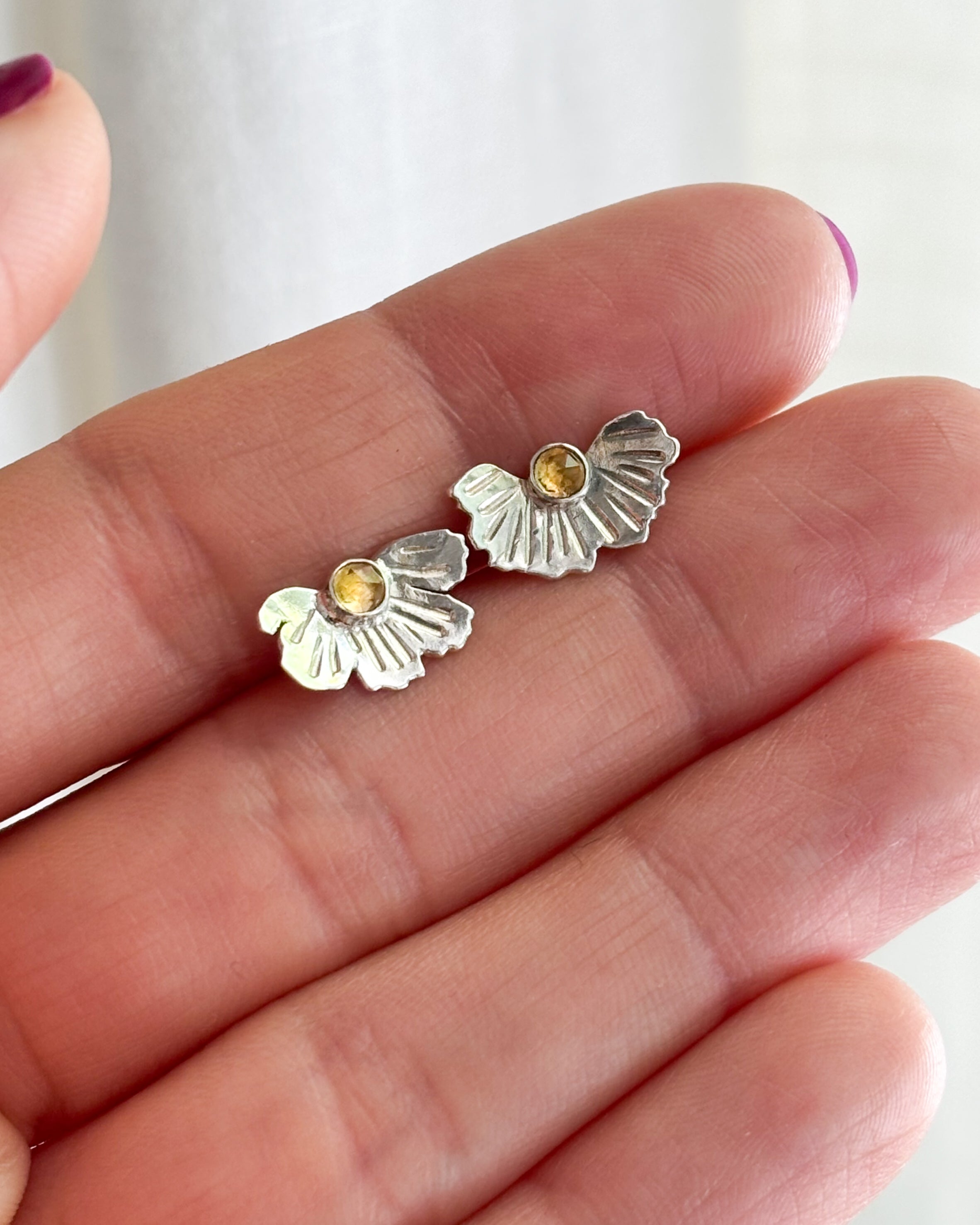 Small Coreopsis Fan Earrings with Citrine