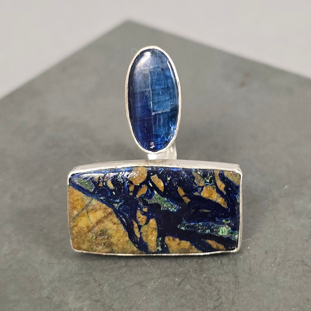 Wrap Ring with Azurite and Kyanite