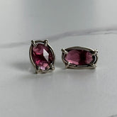 Elegant Rhodolite garnet earrings set in a sleek silver design for a luxurious look
