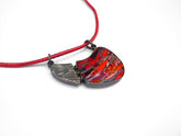 Mosaic double face jewelry pendant on a red cord necklace from The W Gallery
