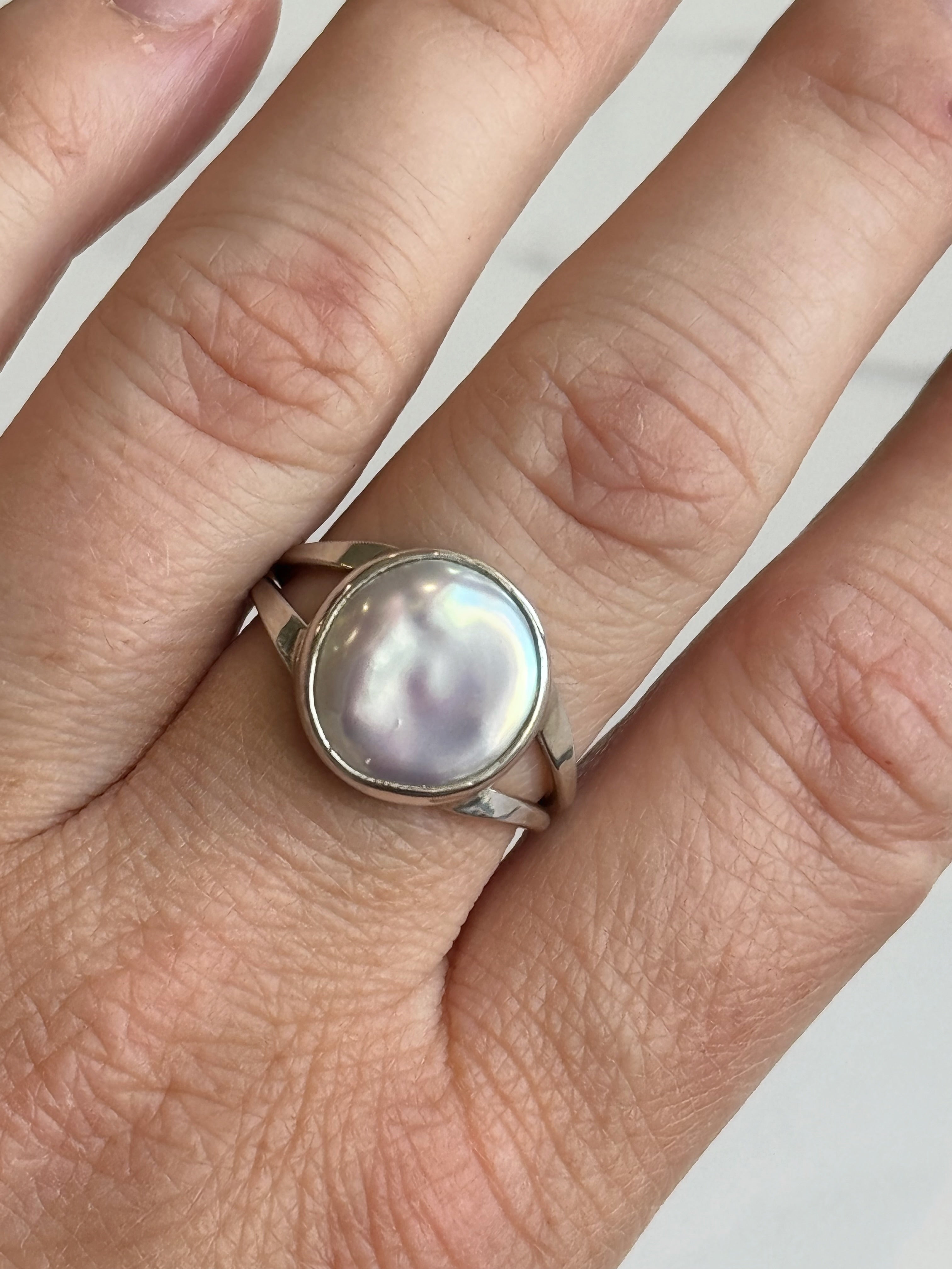Pearl Button Ring