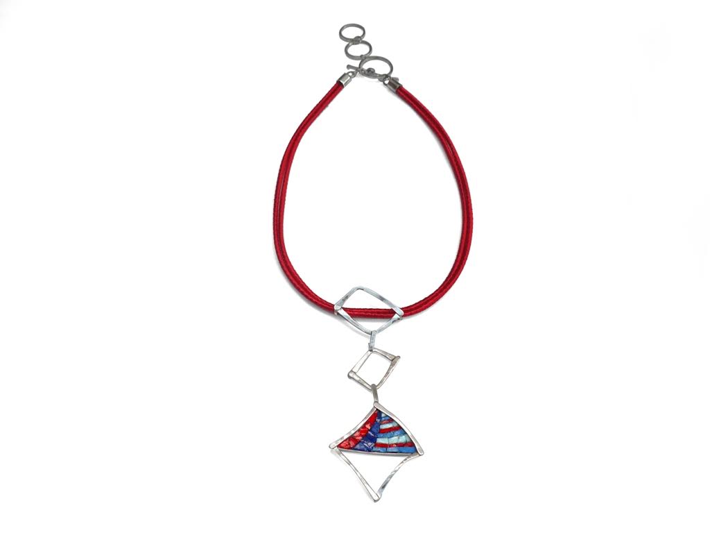 Mosaic Pendant With Red Cord