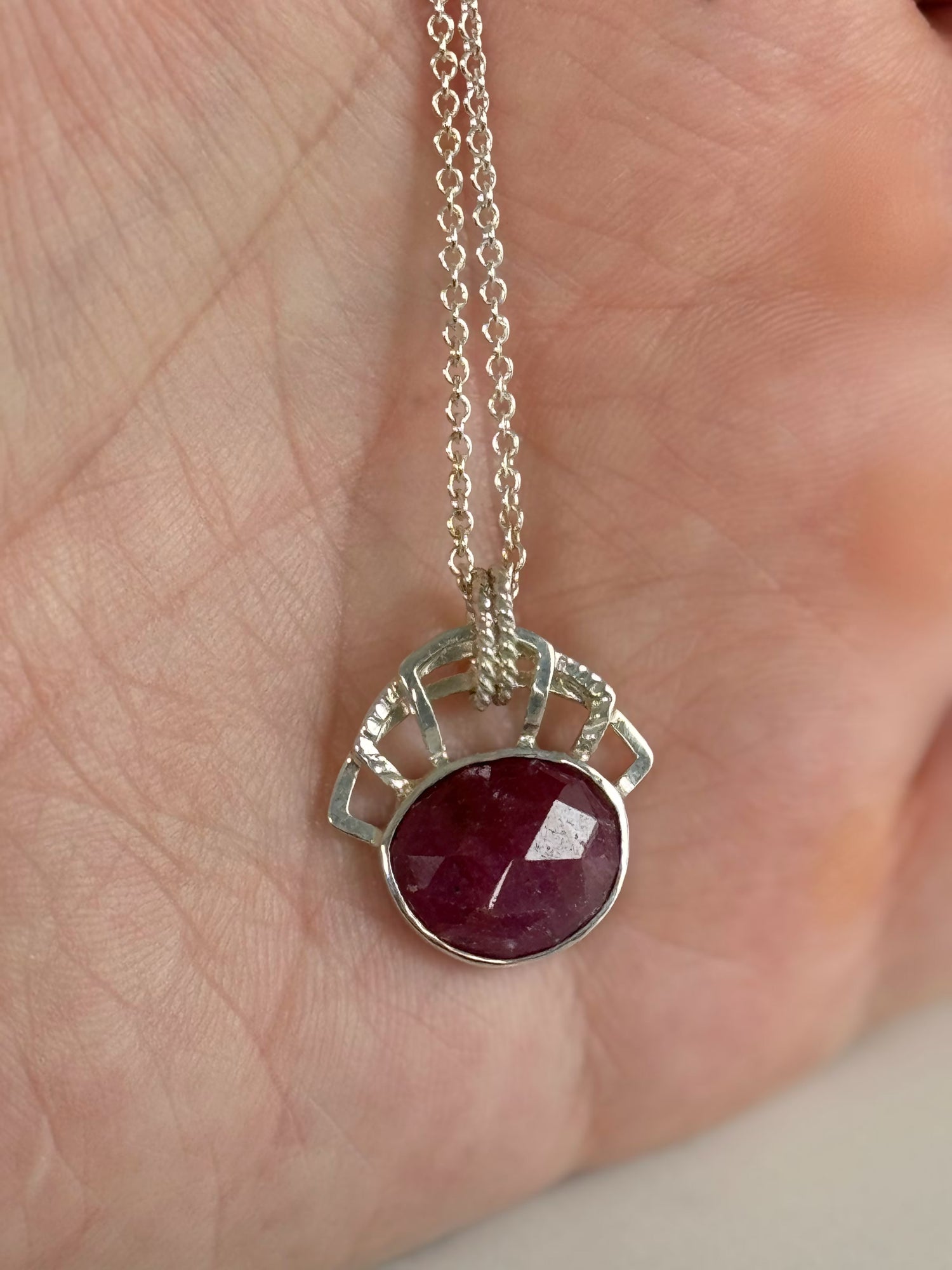 Art Deco Pink Sapphire Necklace