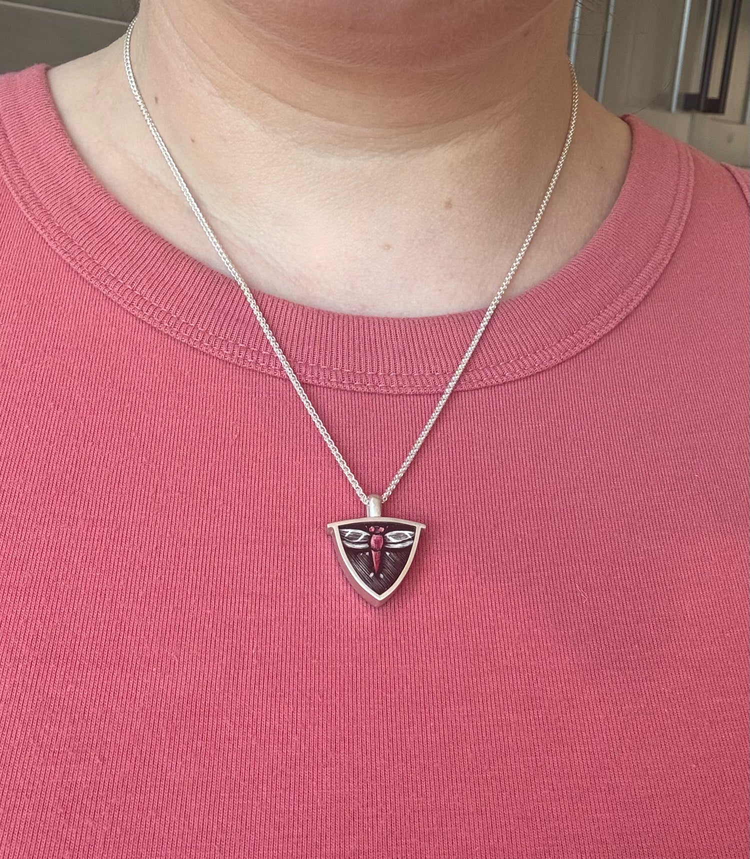 Dragonfly Scratchboard Necklace