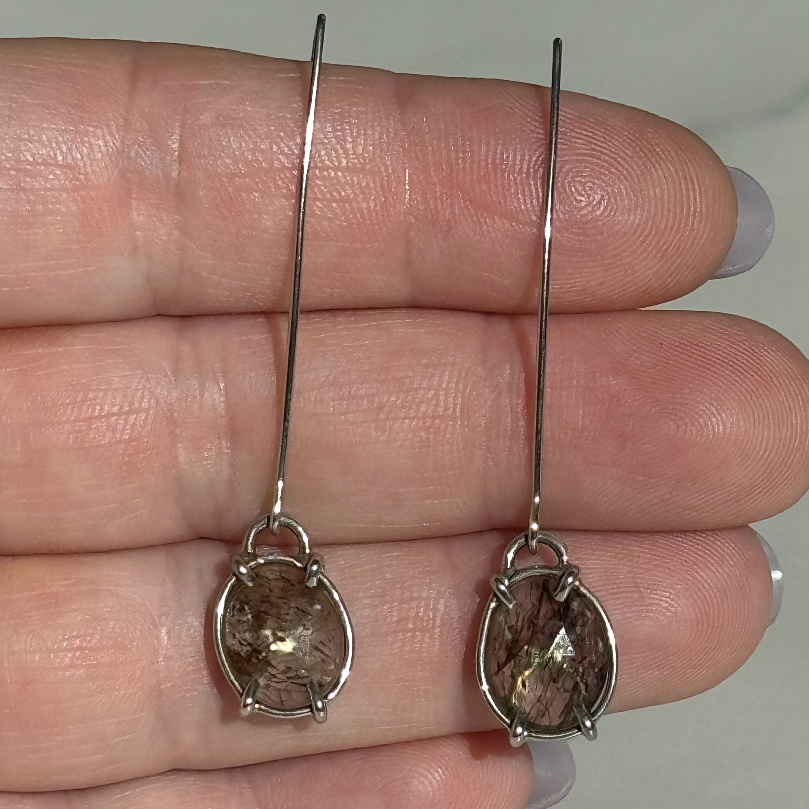 Included Quartz Dangle Earrings