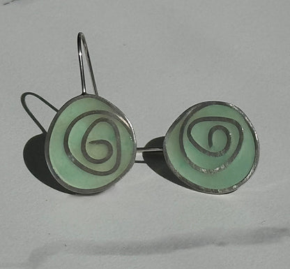 Green Swirl Earrings