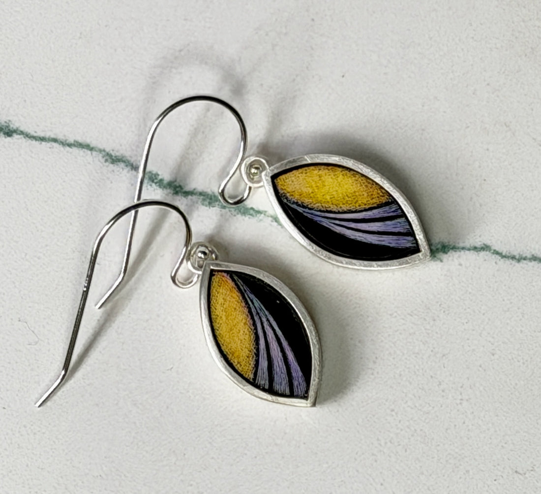 Marquis Pear Scratchboard Earrings