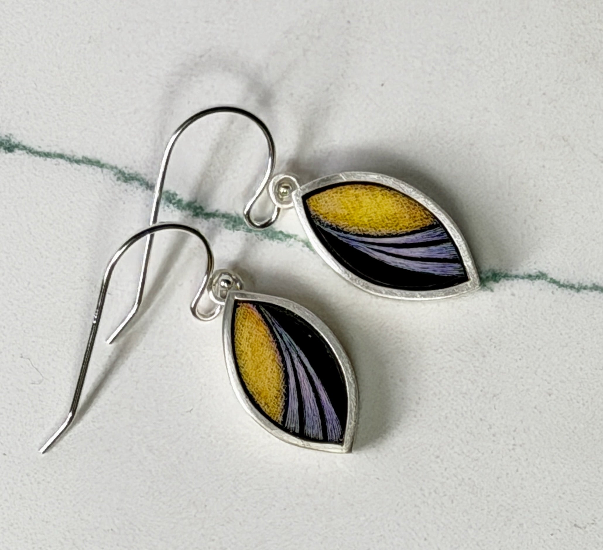 Marquis Pear Scratchboard Earrings