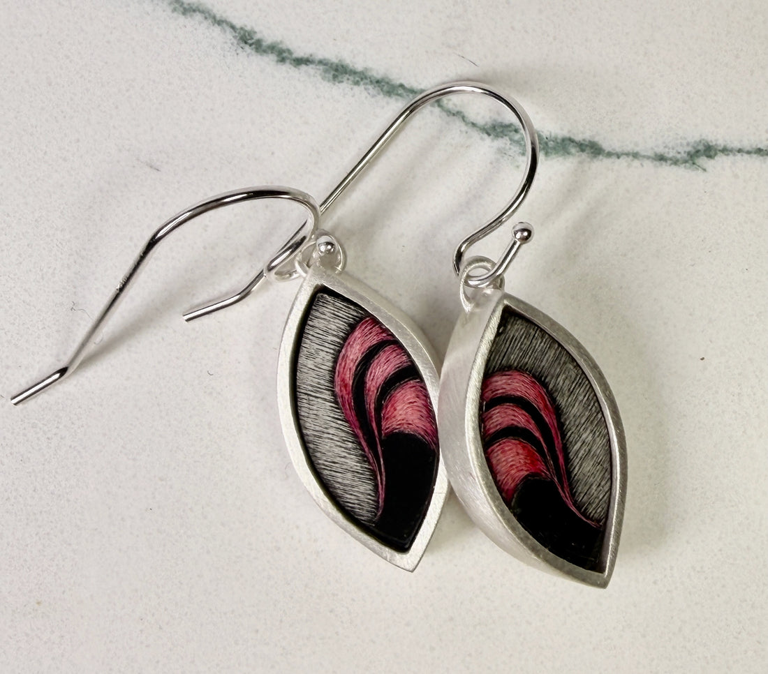 Marquis Pear Scratchboard Earrings