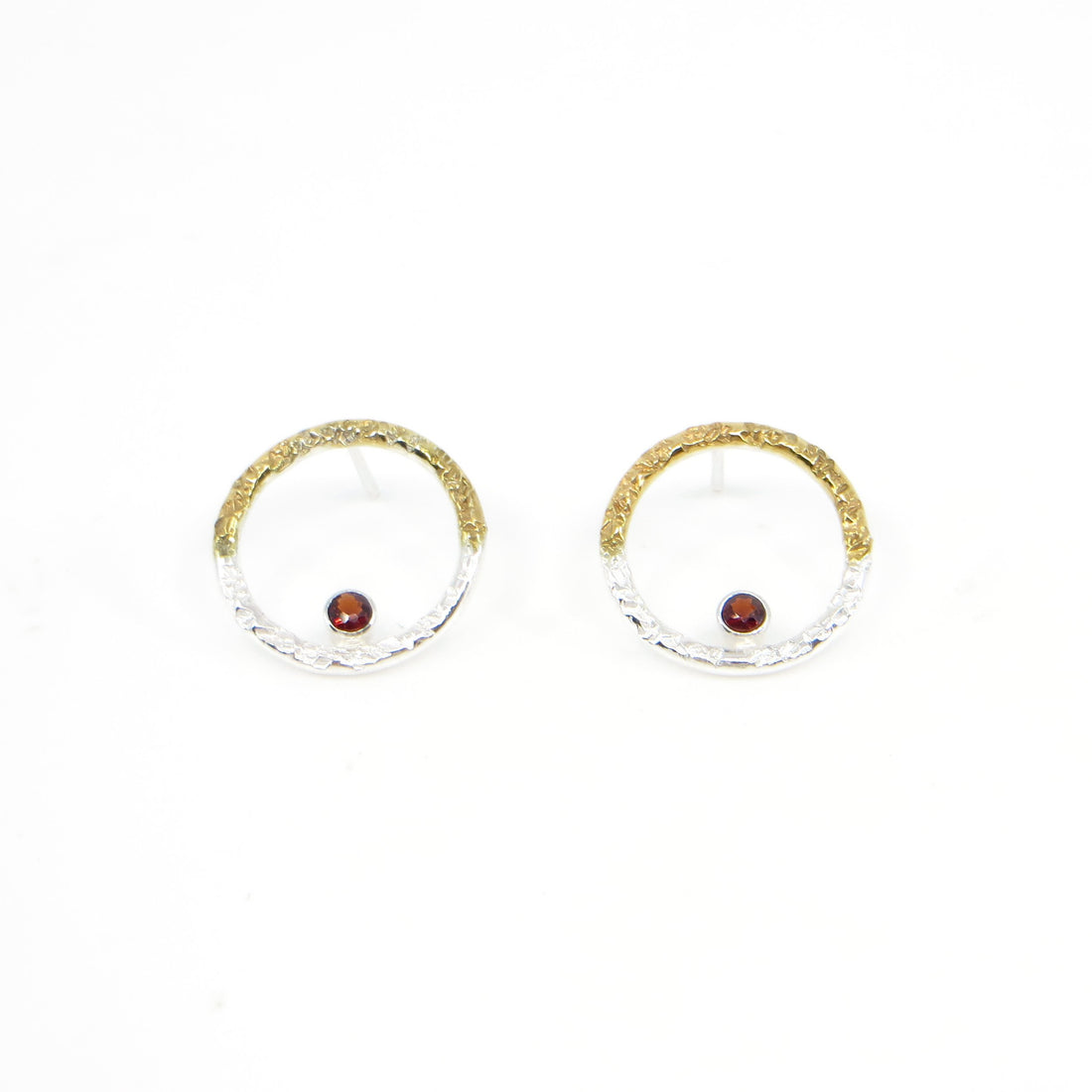 Perched Garnet Hoop Post Earrings