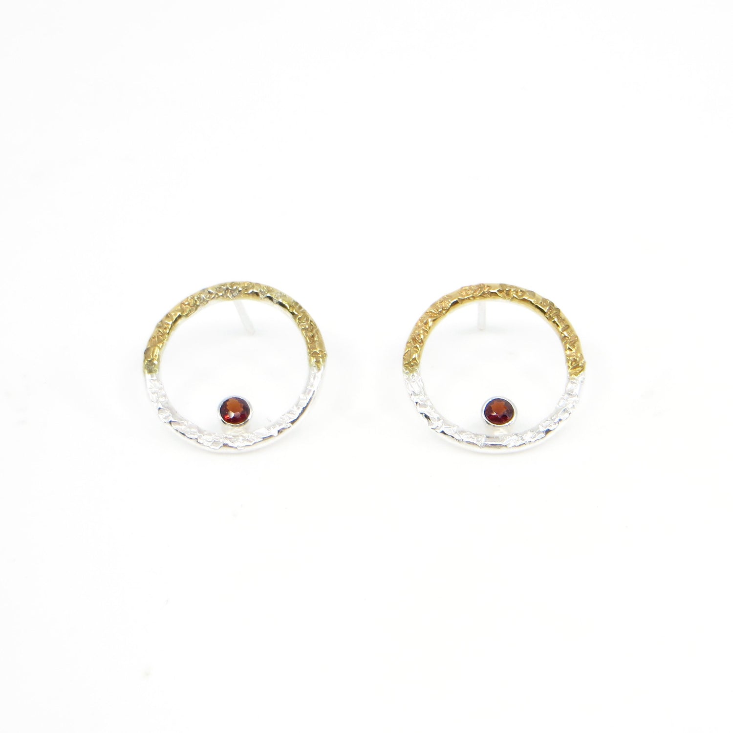 Perched Garnet Hoop Post Earrings