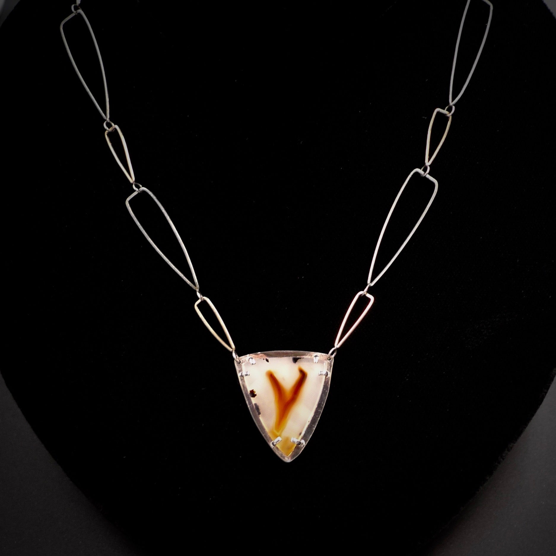 Triangular Montana Agate Pendant