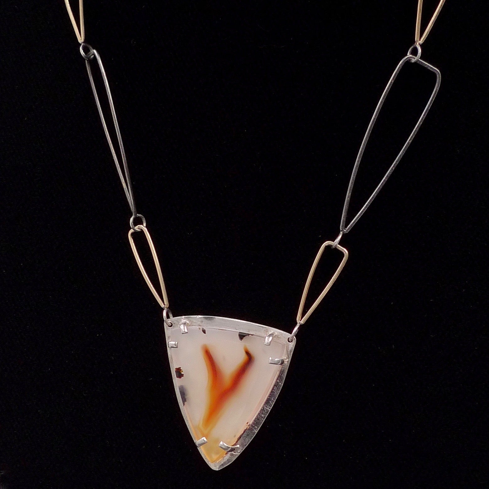 Triangular Montana Agate Pendant