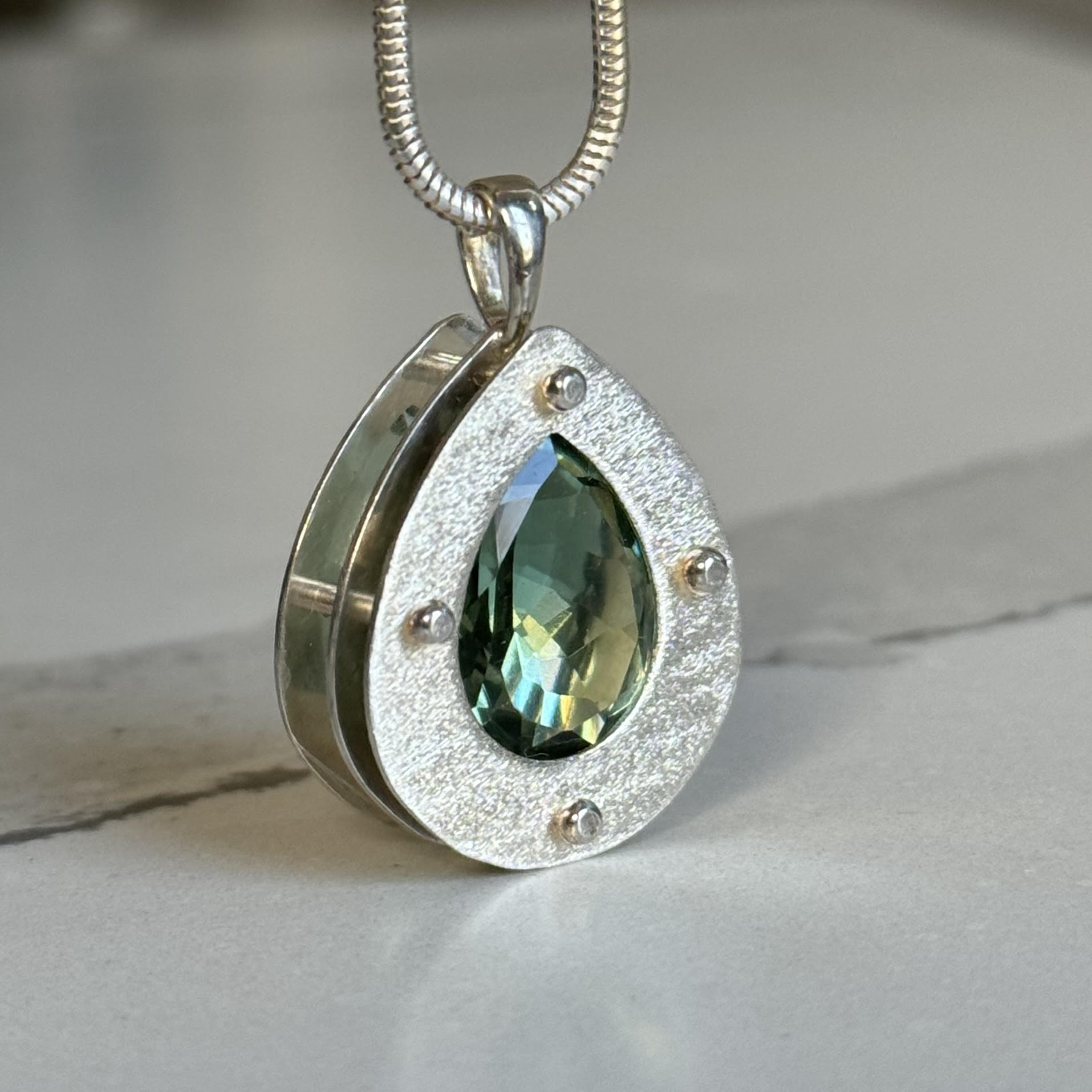 Prasiolite Strata Pendant