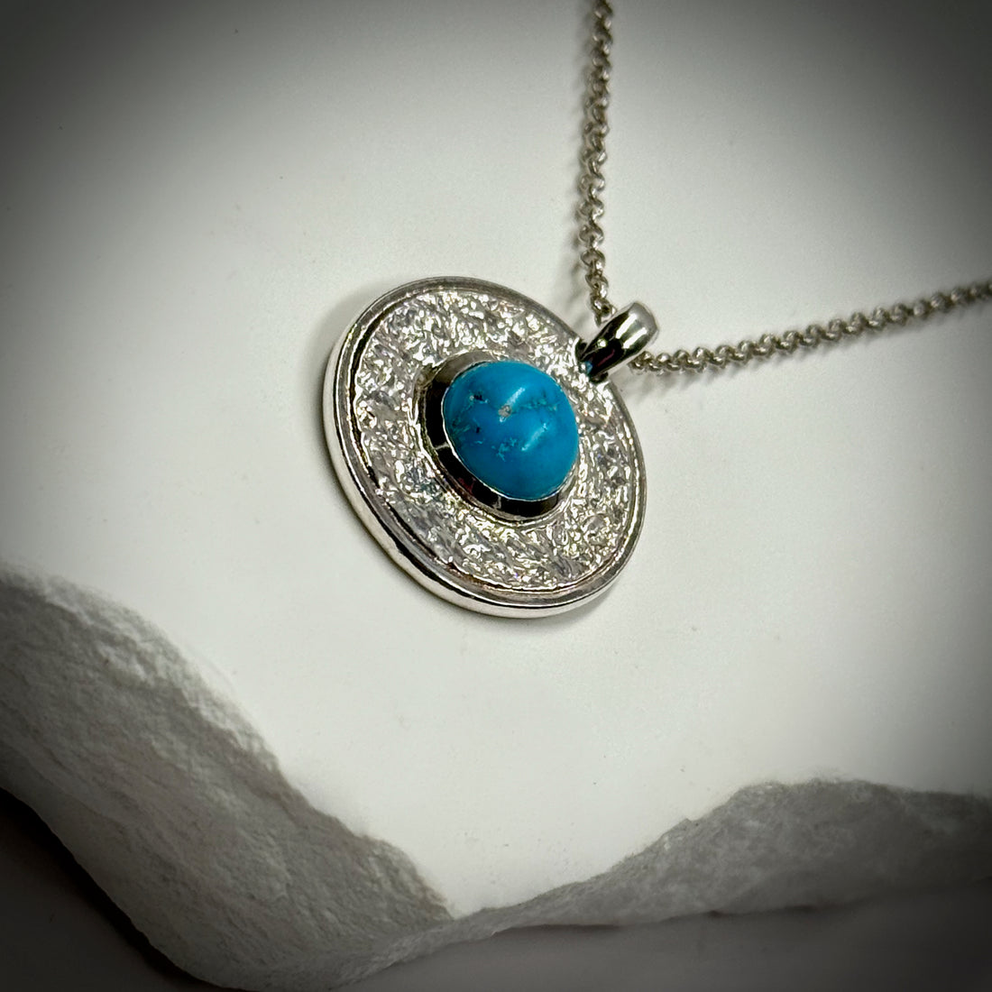 Round Kingman Turquoise Pendant