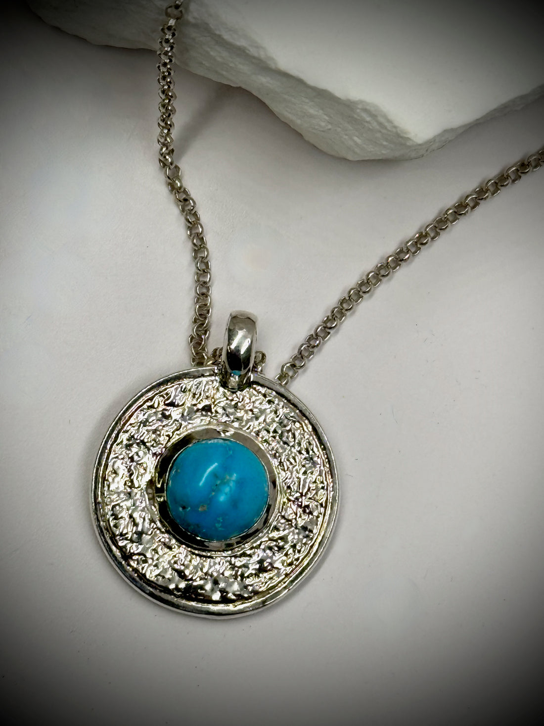 Round Kingman Turquoise Pendant