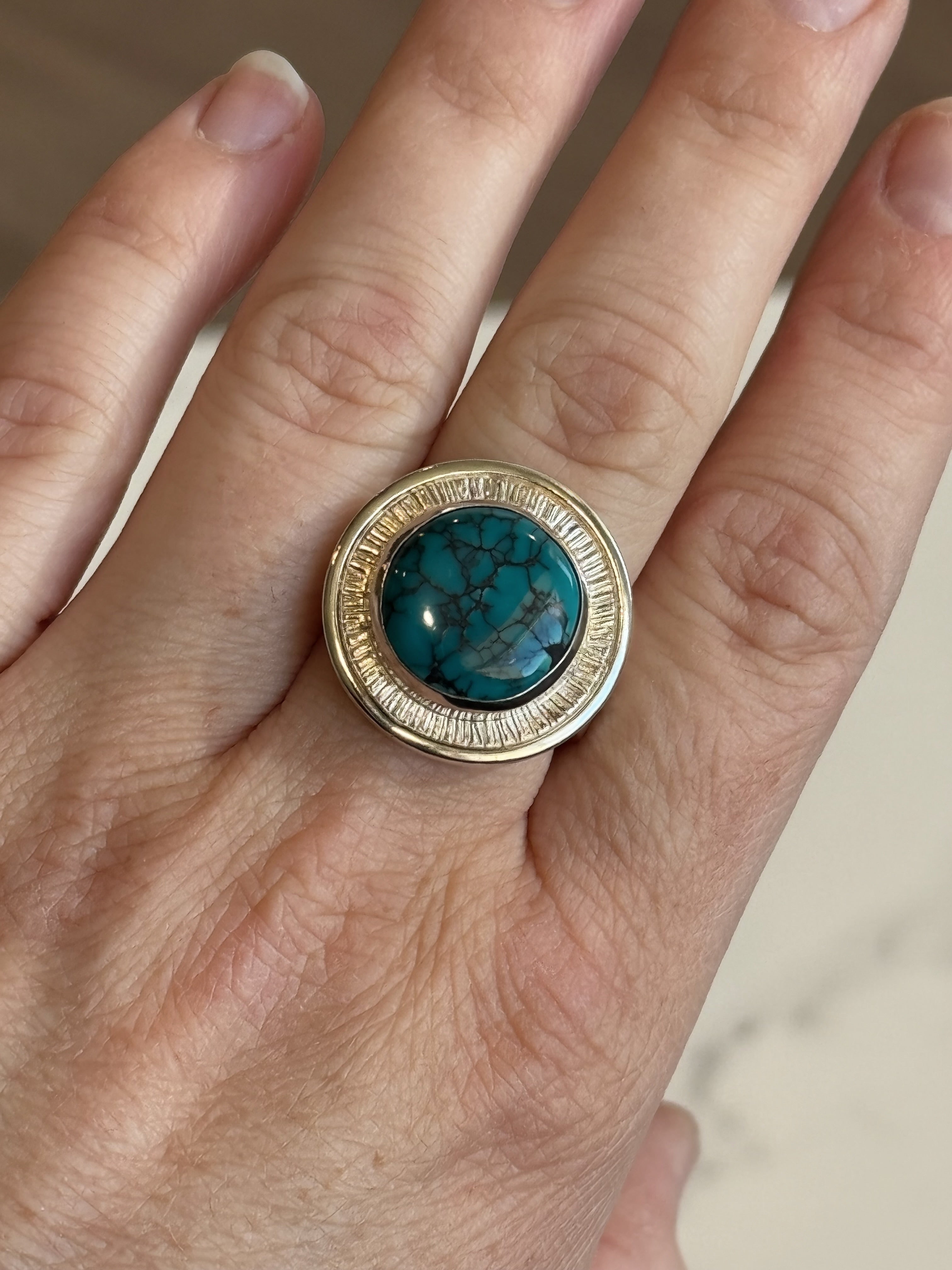 Spiderweb Turquoise Ring