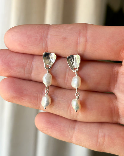 Buttercup Petal with Pearl Duo Earrings