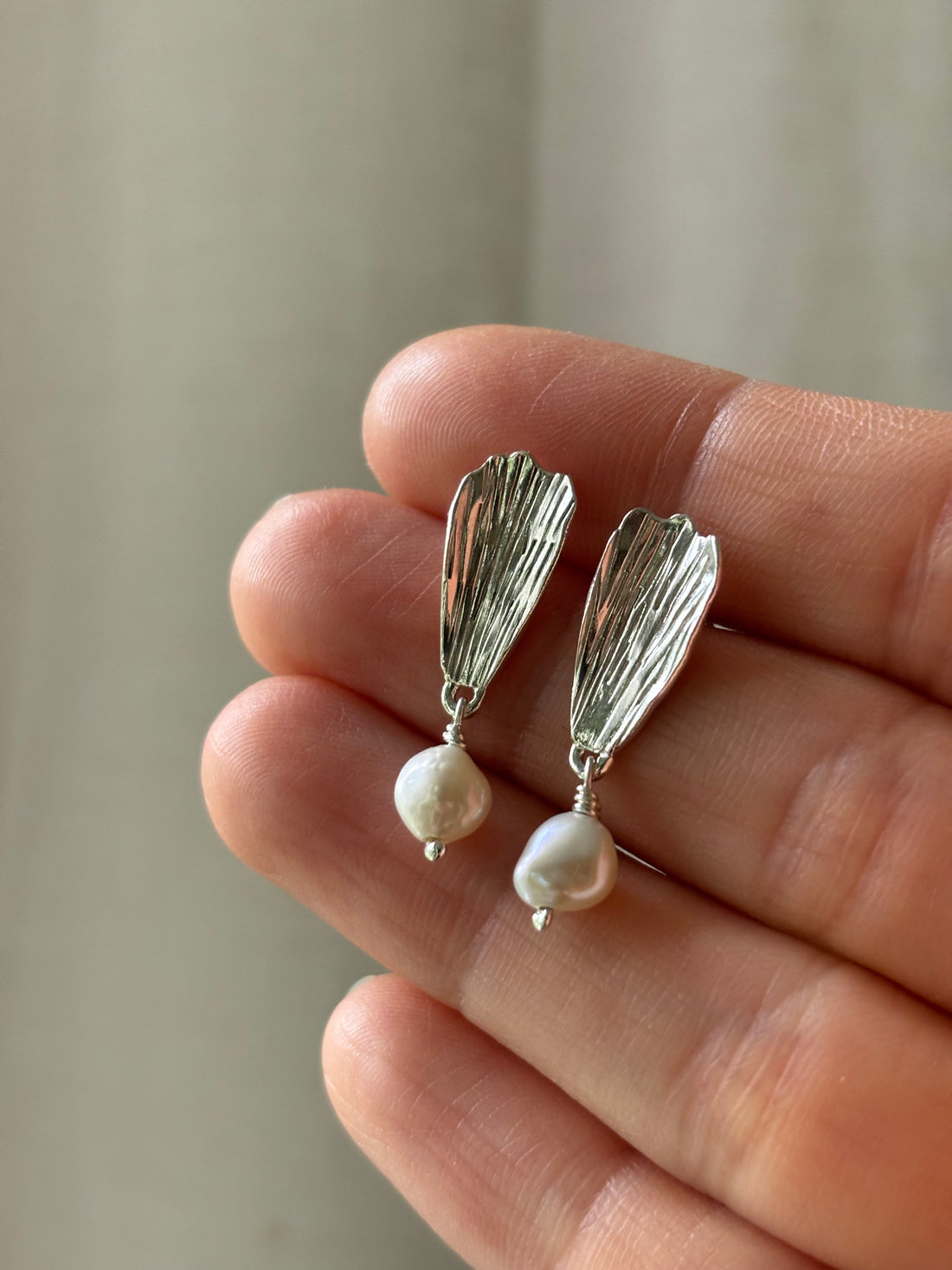 Cosmos Petal with Pearl Earrings