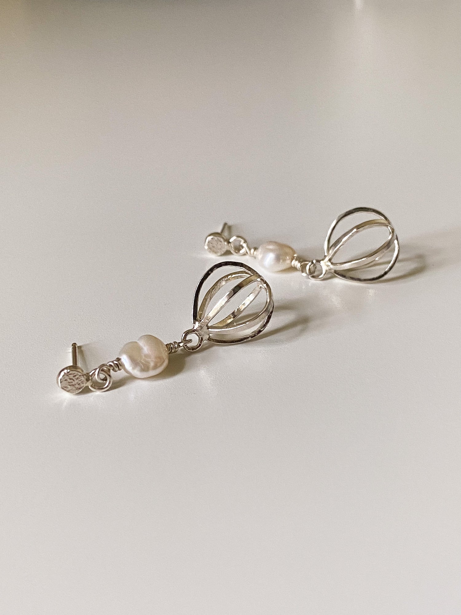 Seedpod Drop Earrings with Pearls