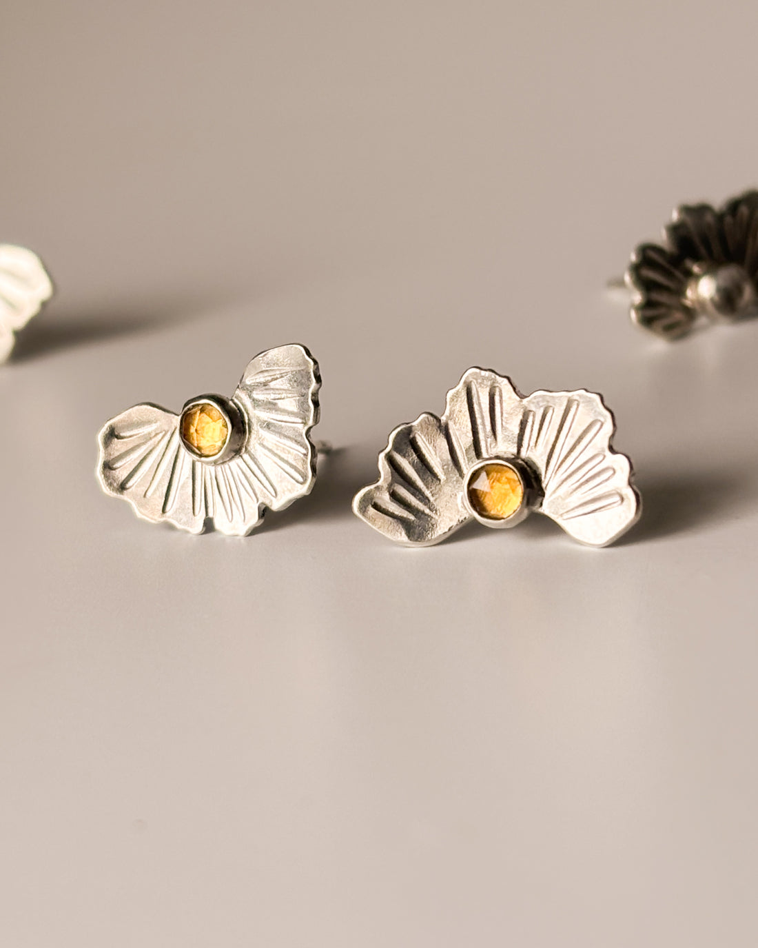 Small Coreopsis Fan Earrings with Citrine