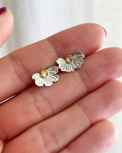 Small Coreopsis Fan Earrings with Citrine