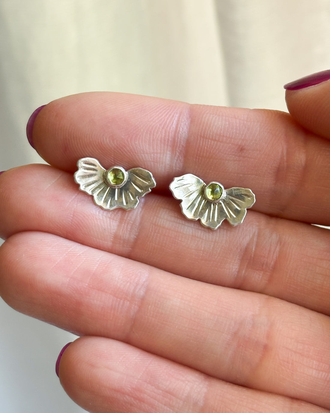 Small Coreopsis Fan Earrings with Peridot