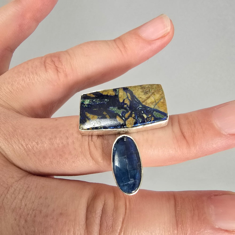 Wrap Ring with Azurite and Kyanite