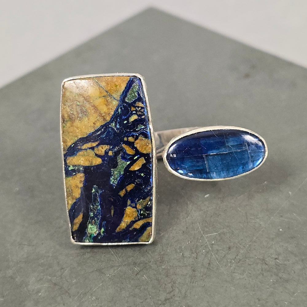 Wrap Ring with Azurite and Kyanite