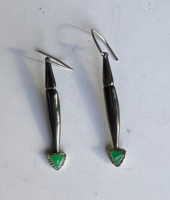 R Pods Green Stone Earrings