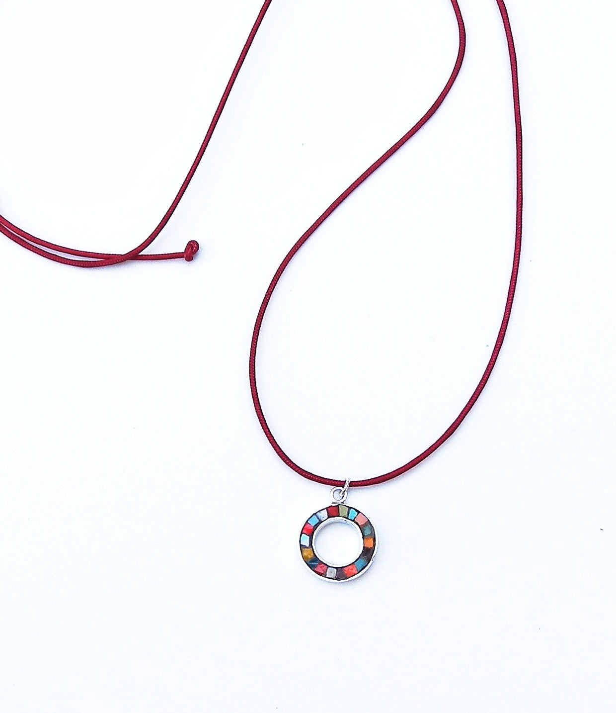 Mini Mosaic Open Circle Necklace