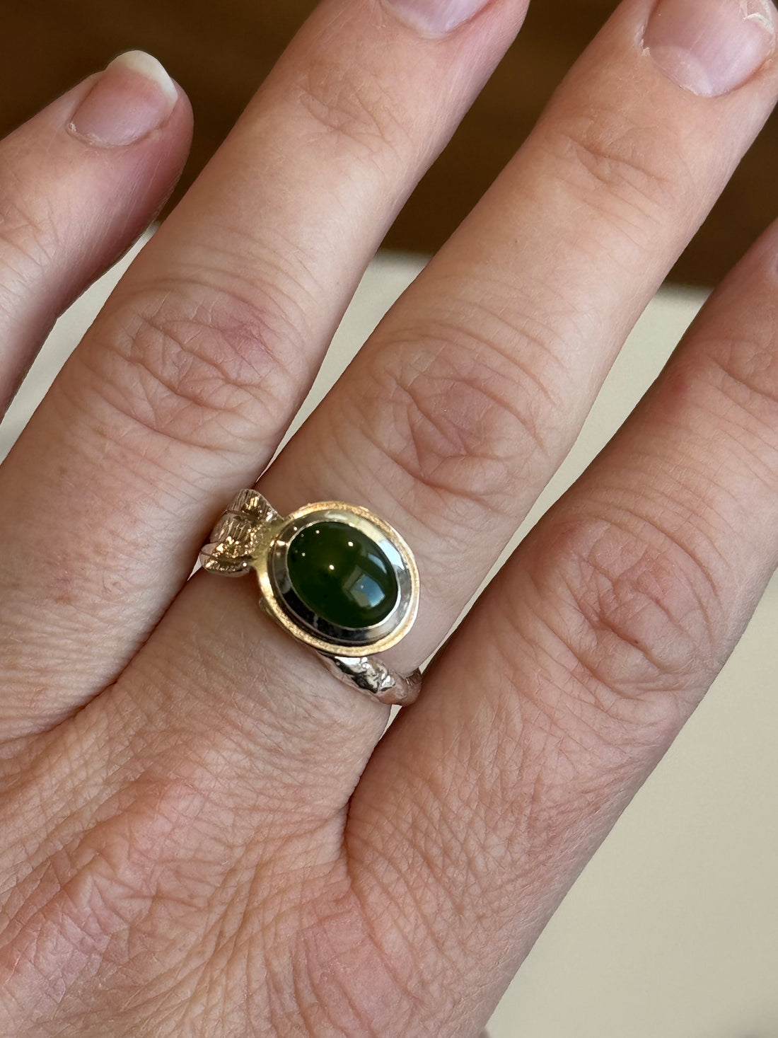 Jade Leaf Adjustable Ring