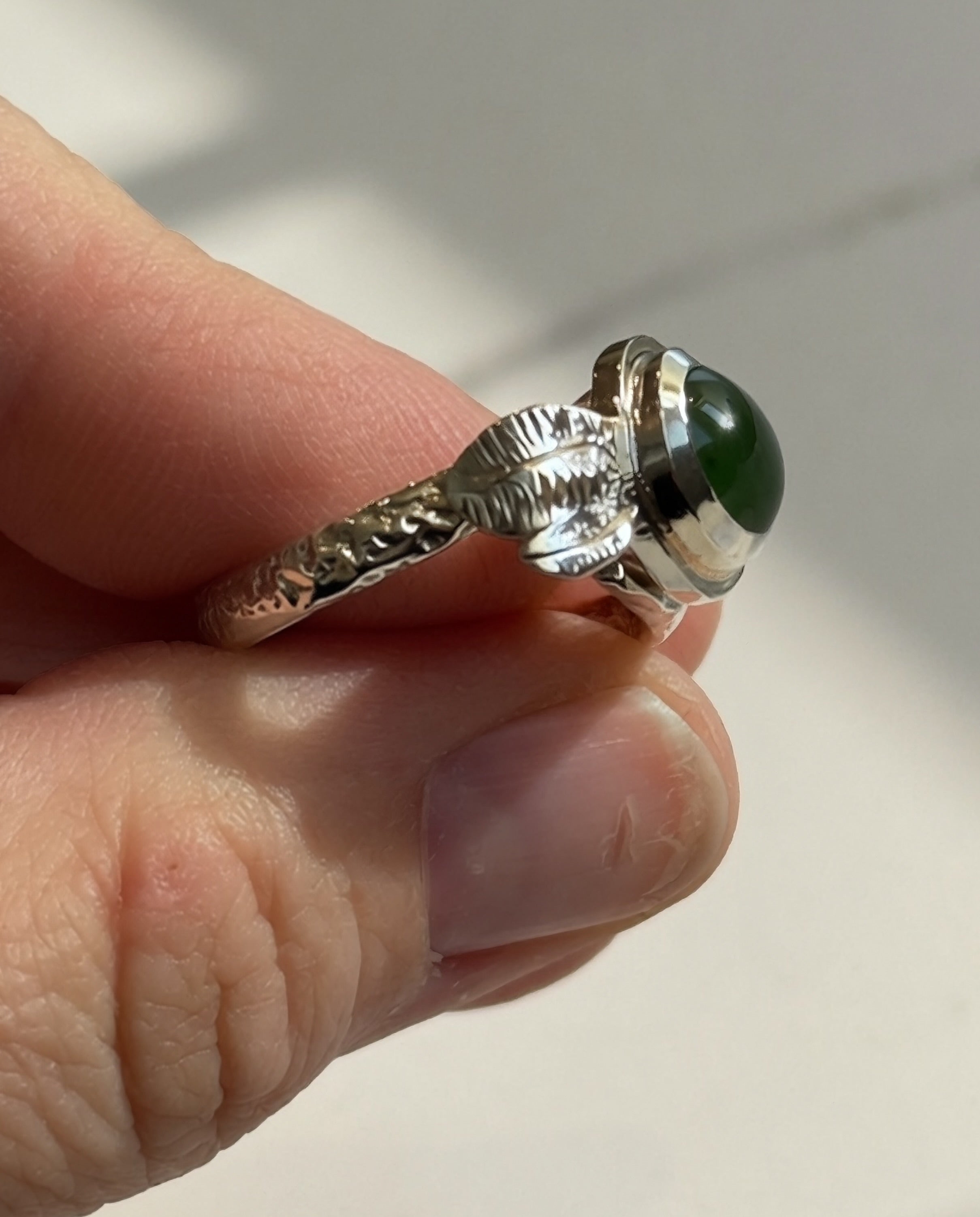 Jade Leaf Adjustable Ring