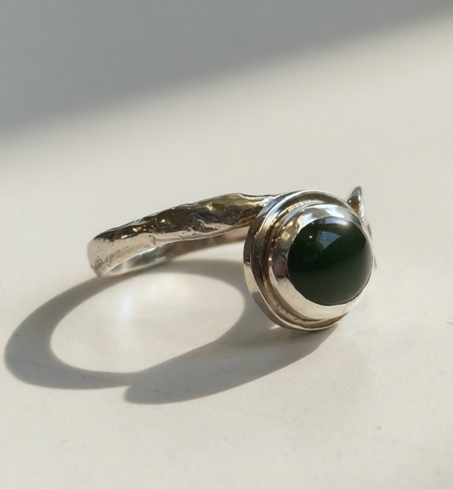 Jade Leaf Adjustable Ring