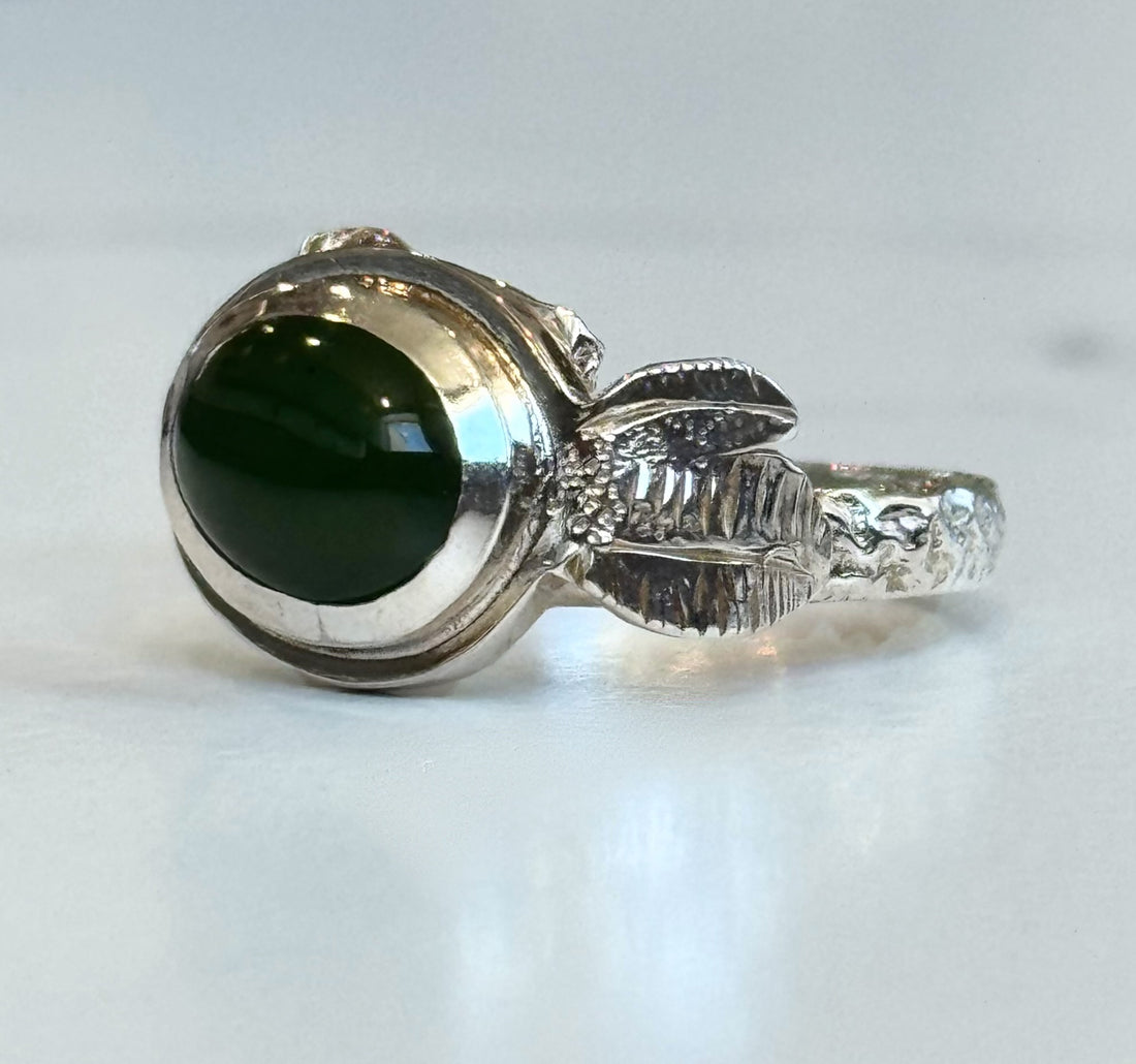 Jade Leaf Adjustable Ring