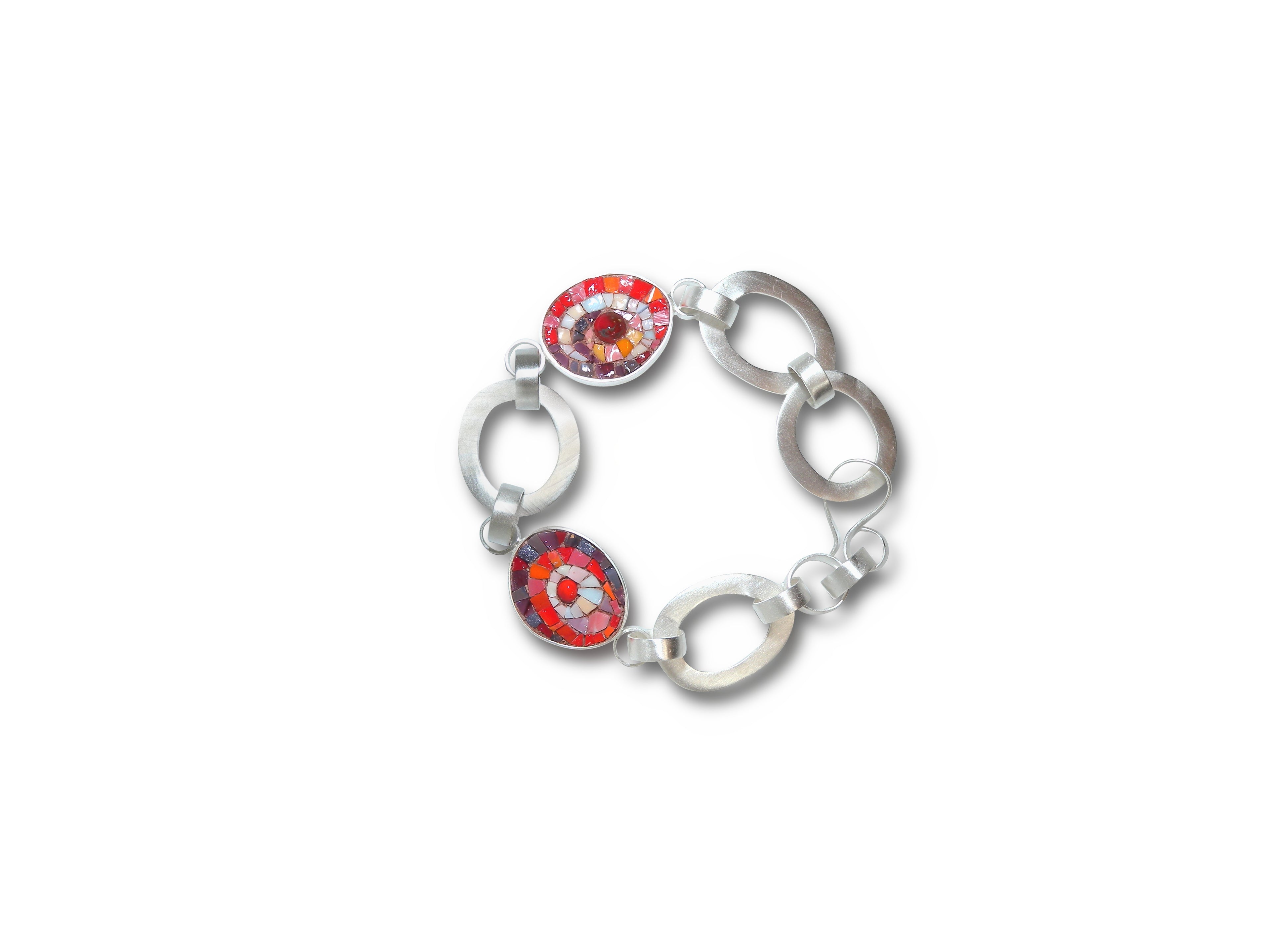 Red Mosaic Link Bracelet