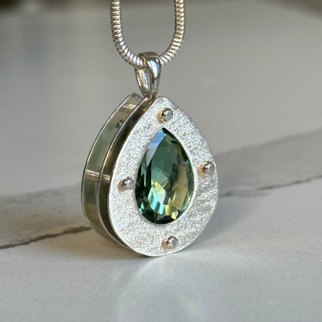 Prasiolite Strata Pendant